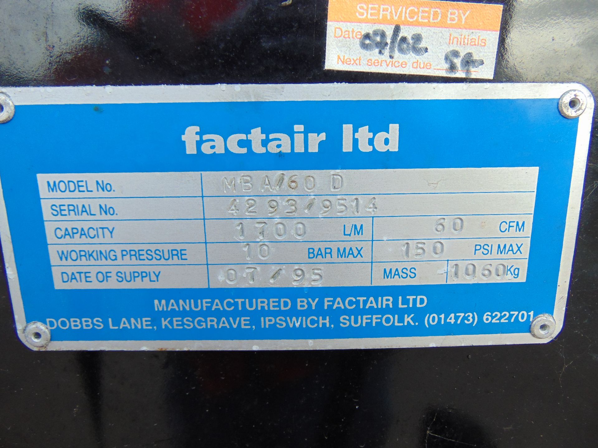 Factair BA60D Mobile Breathing-Air Compressor - Image 18 of 19