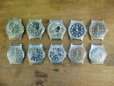 10 x Genuine British Army CWC quartz wrist watches which are suitable for spares or repairs