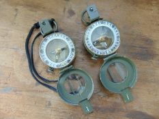 2 x Genuine British Army Stanley Prismatic Marching Compasses