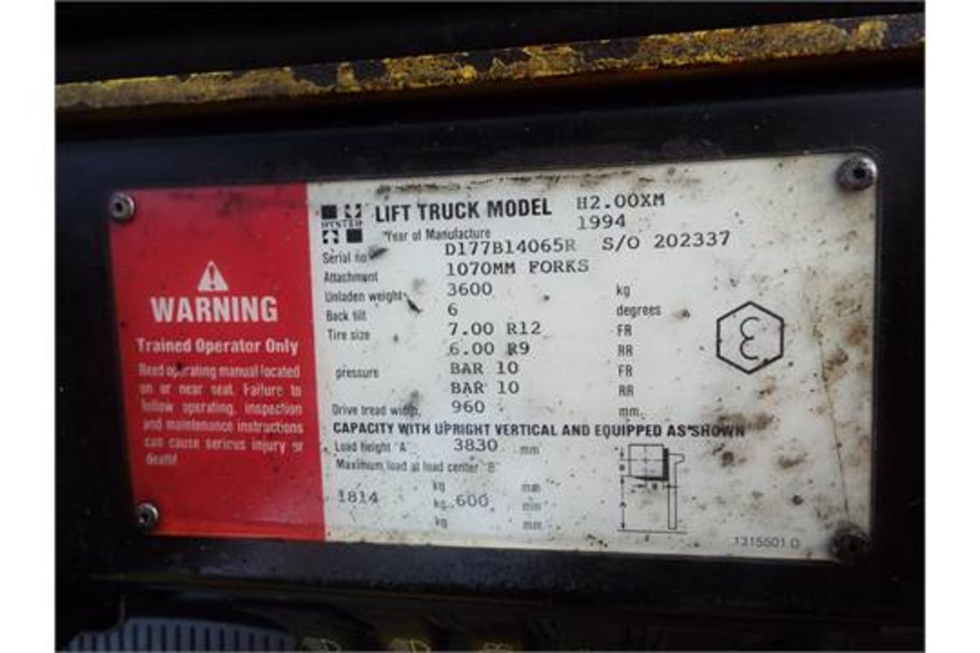 Hyster H2.00XM Counter Balance Diesel Forklift - Image 13 of 18