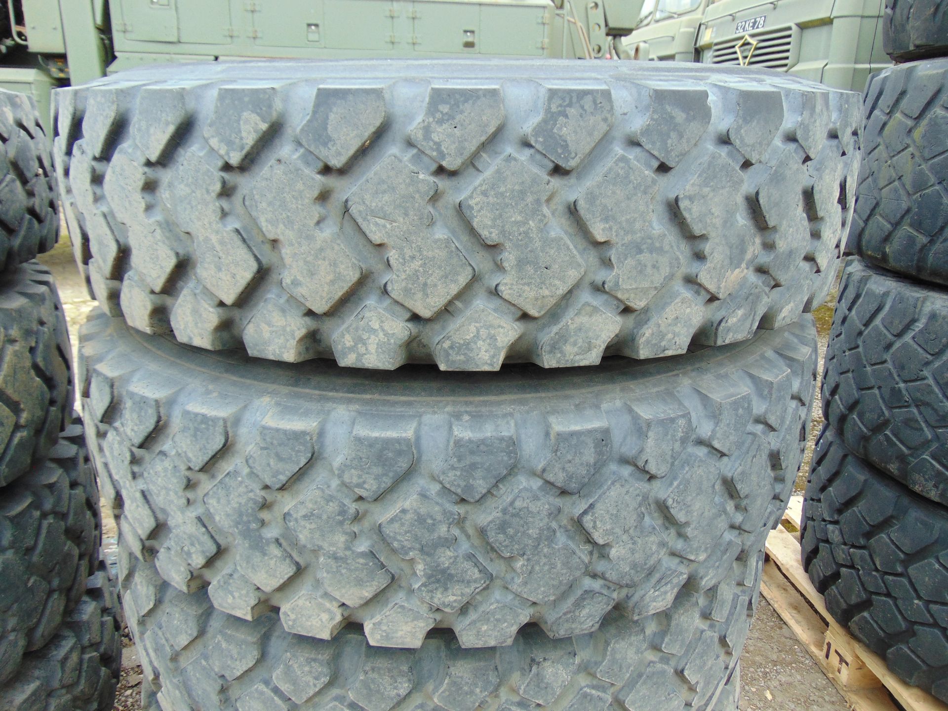 4 x Michelin 12.00 R20 XZL Tyres complete with Runflat Inserts and 8 stud rims - Image 2 of 6