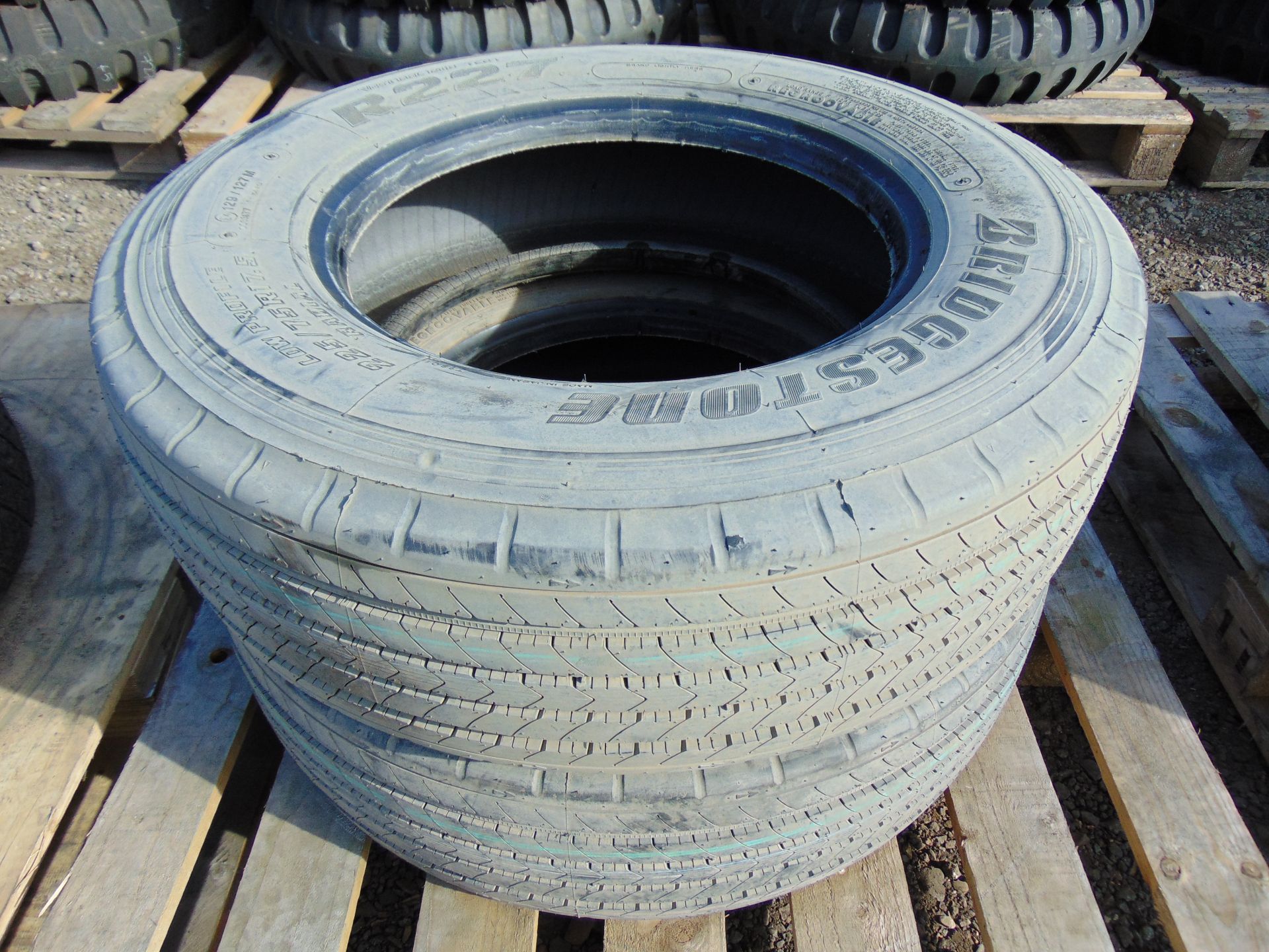 2 x Bridgestone R227 225/75 R17.5 Tyres