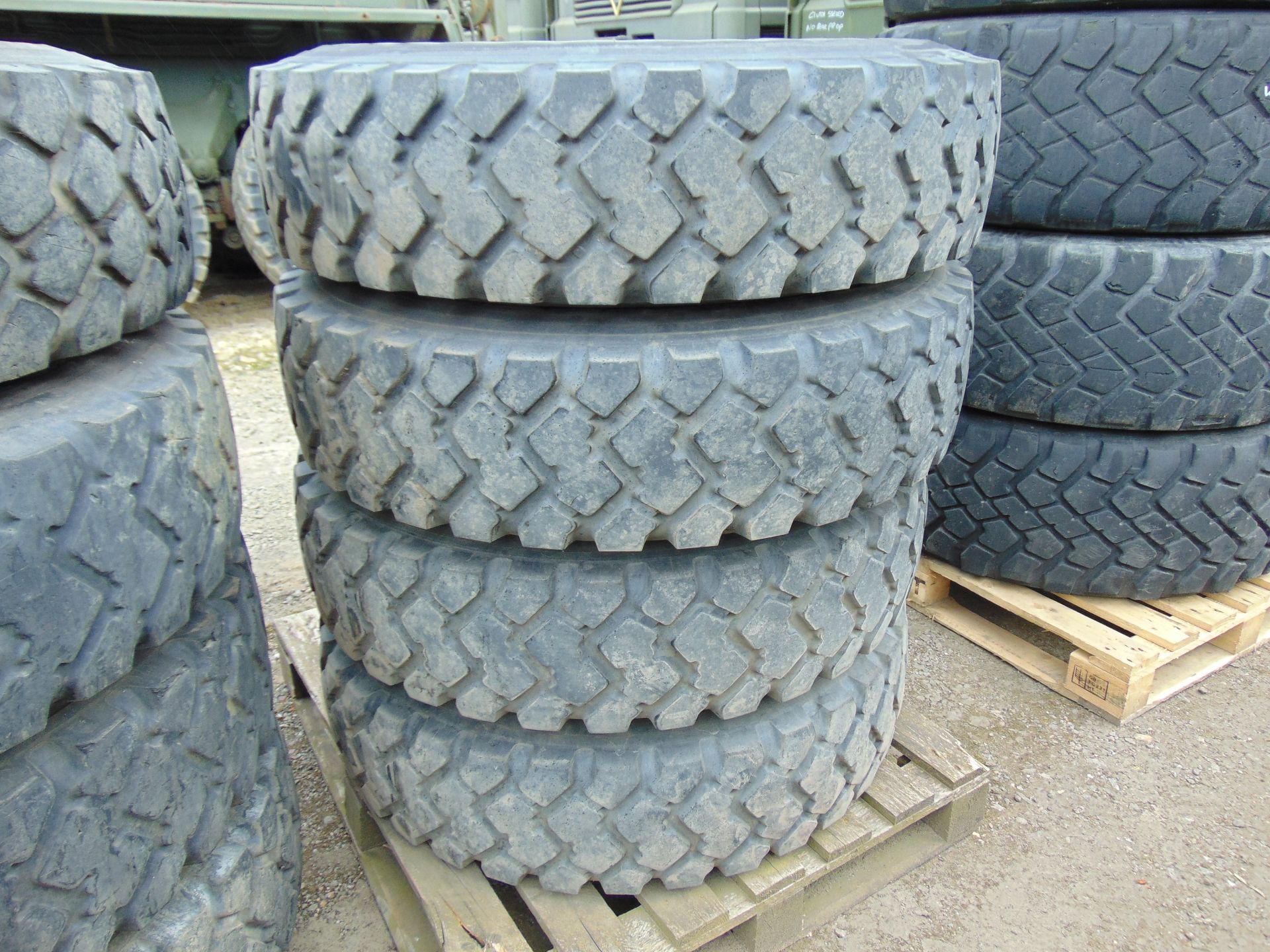 4 x Michelin 12.00 R20 XZL Tyres complete with Runflat Inserts and 8 stud rims