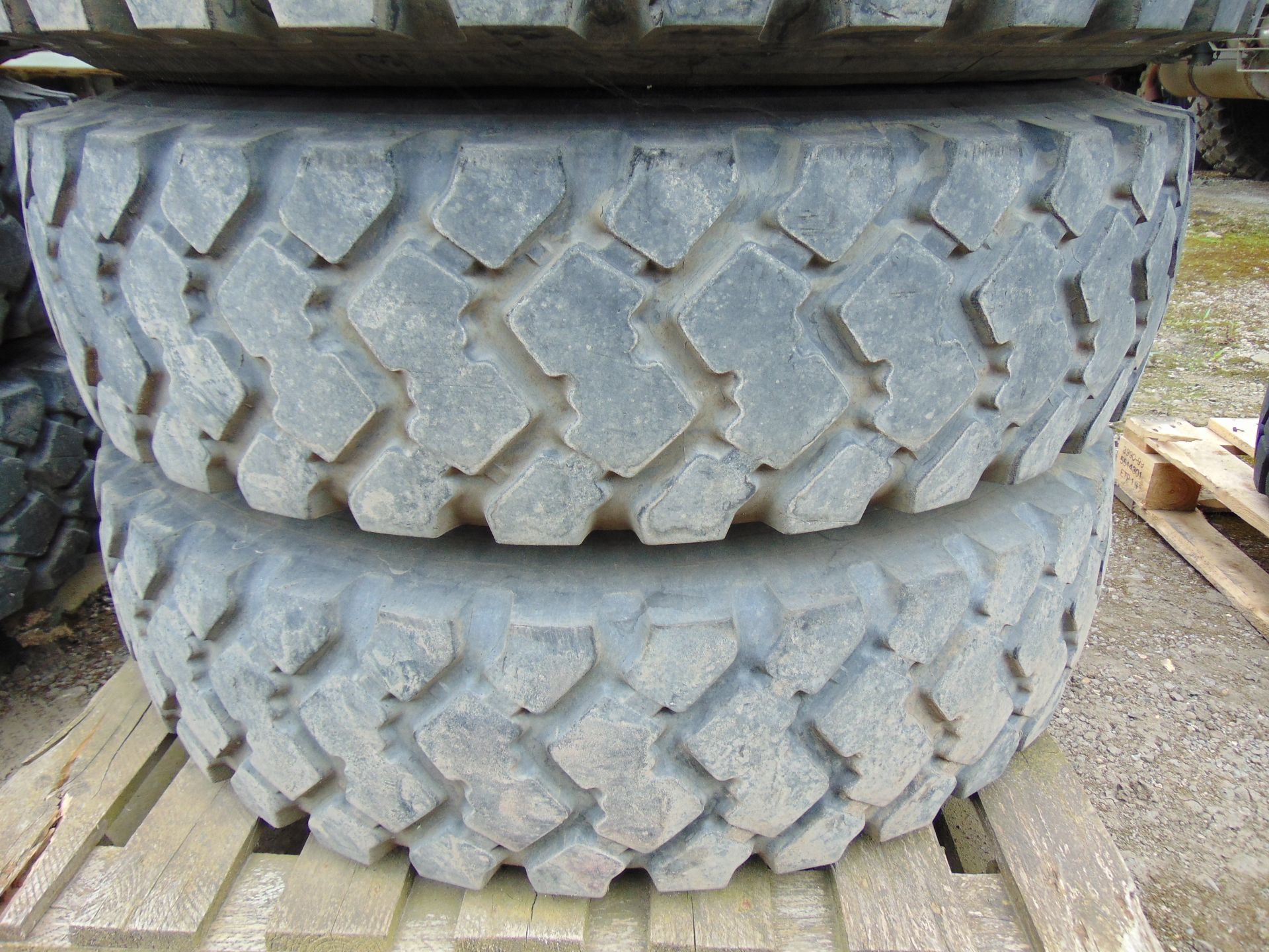 4 x Michelin 12.00 R20 XZL Tyres complete with Runflat Inserts and 8 stud rims - Image 3 of 6