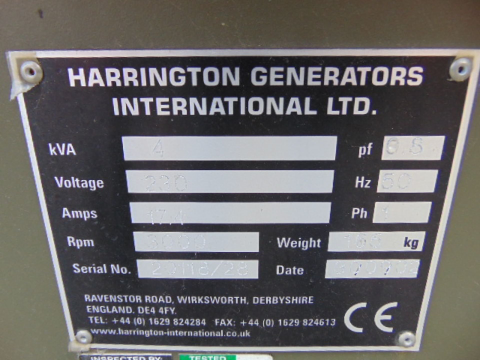 Harrington 4 kVA, 230V Yanmar Powered Diesel Generator - Image 7 of 7