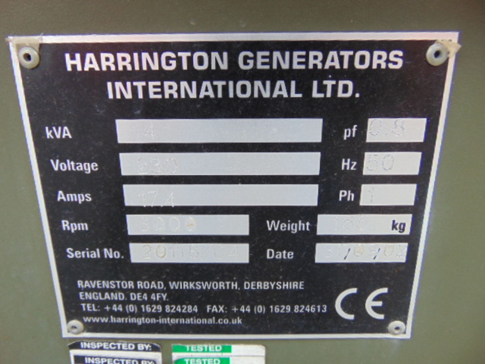 Harrington 4 kVA, 230V Yanmar Powered Diesel Generator - Image 7 of 7