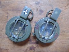 2 x Genuine British Army Stanley Prismatic Marching Compasses