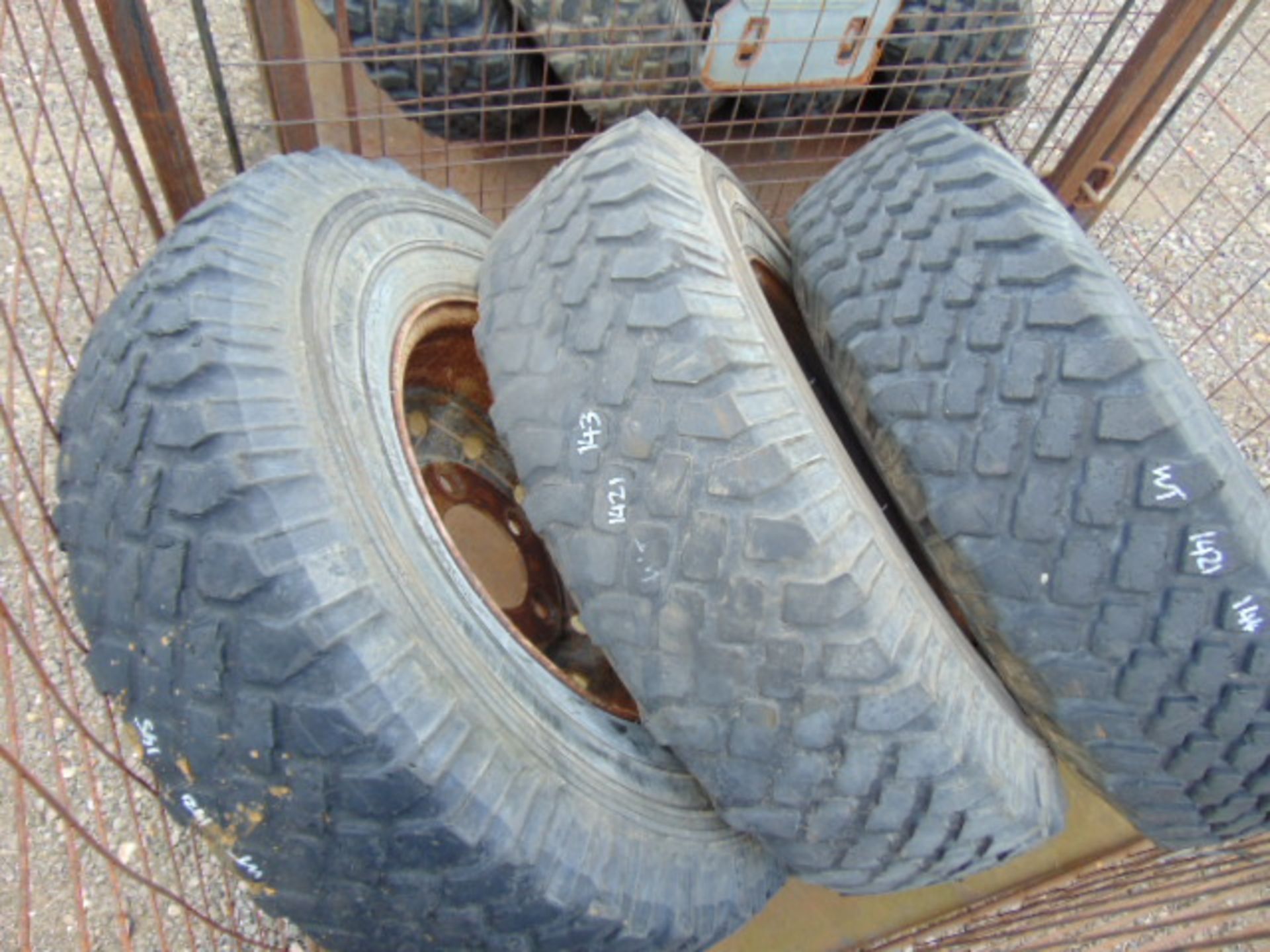 7 x Michelin LT235/85 R16 XZL Tyres complete with 5 stud rims - Image 2 of 6