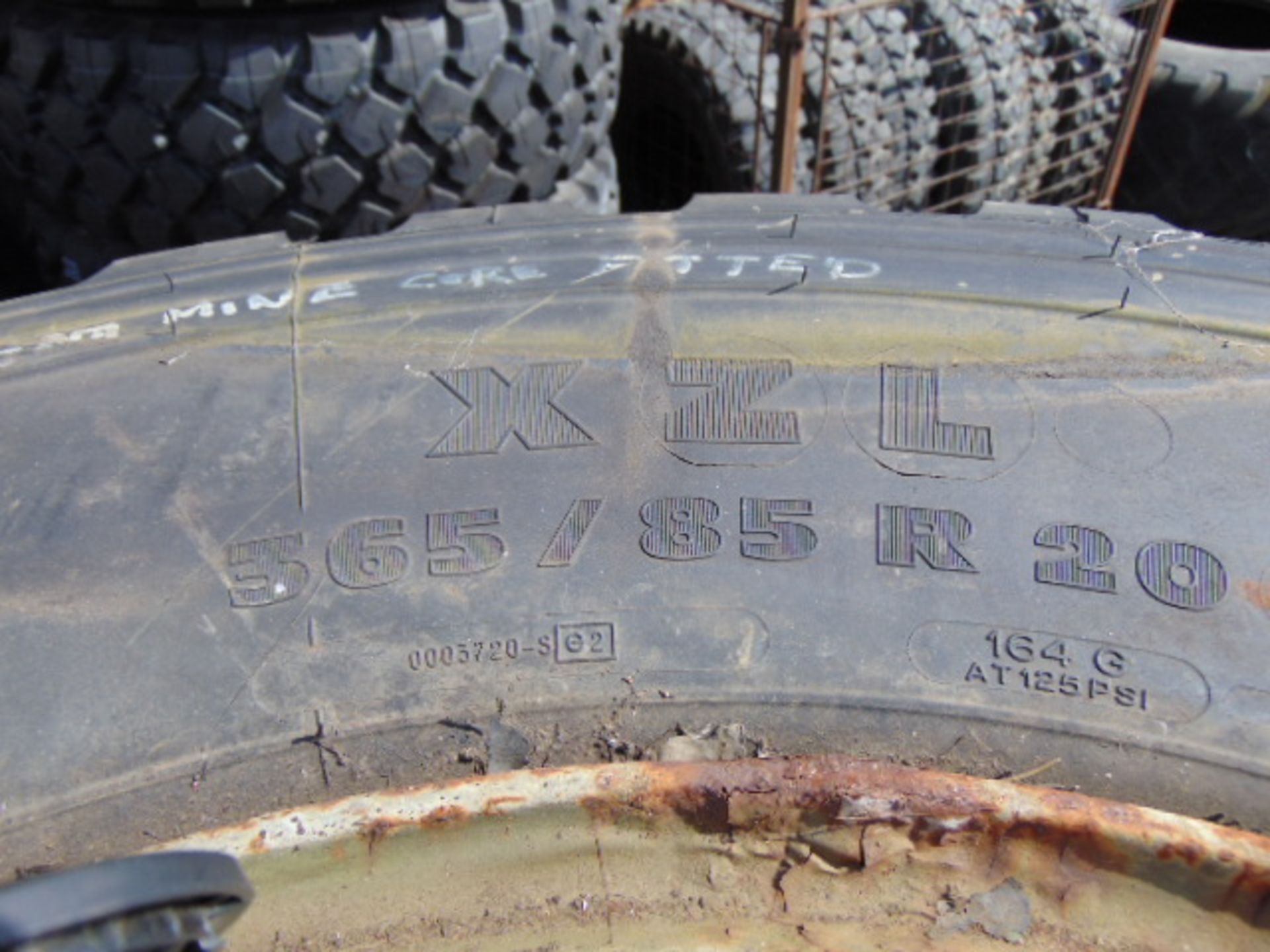 4 x Michelin XZL 365/85 R20 Tyres with Runflat Inserts and 10 Stud Rims - Image 6 of 6