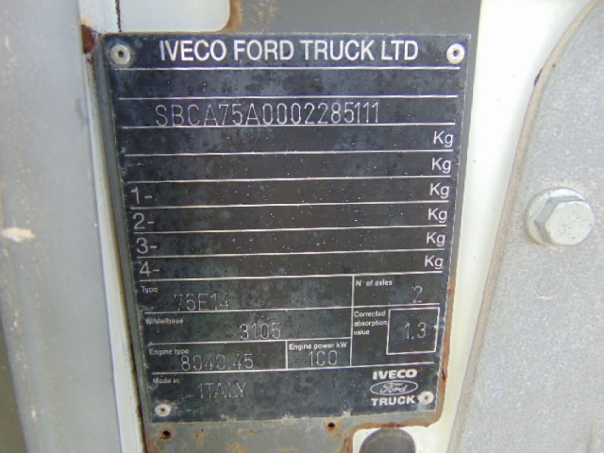 Ford Iveco Cargo 75E14 Complete with Rear Tail Lift - Image 21 of 21