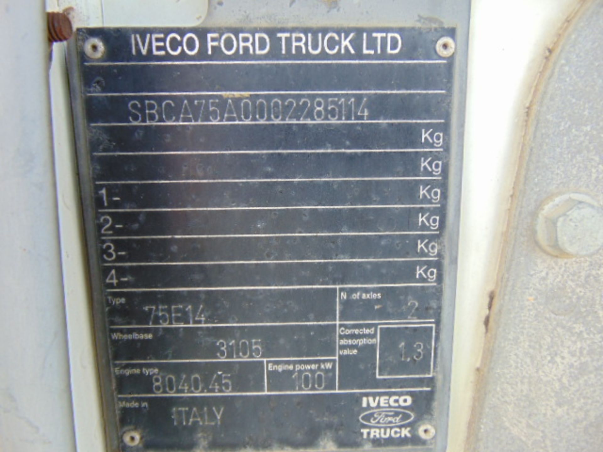 Ford Iveco Cargo 75E14 Complete with Rear Tail Lift - Image 22 of 22