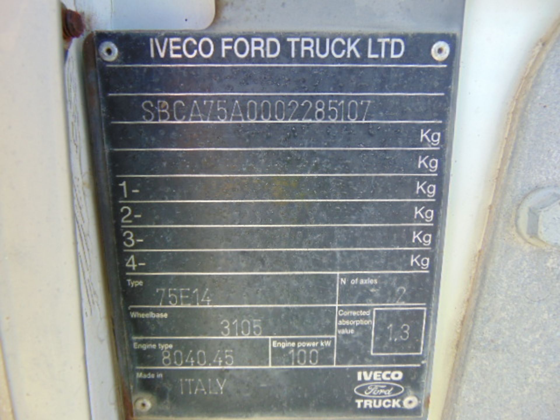 Ford Iveco Cargo 75E14 Complete with Rear Tail Lift - Image 20 of 20
