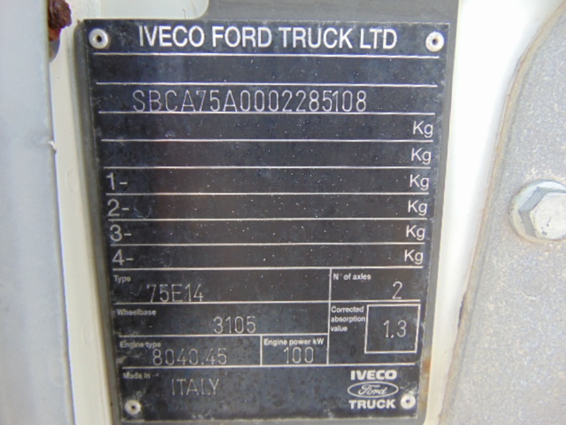 Ford Iveco Cargo 75E14 Complete with Rear Tail Lift - Image 21 of 21