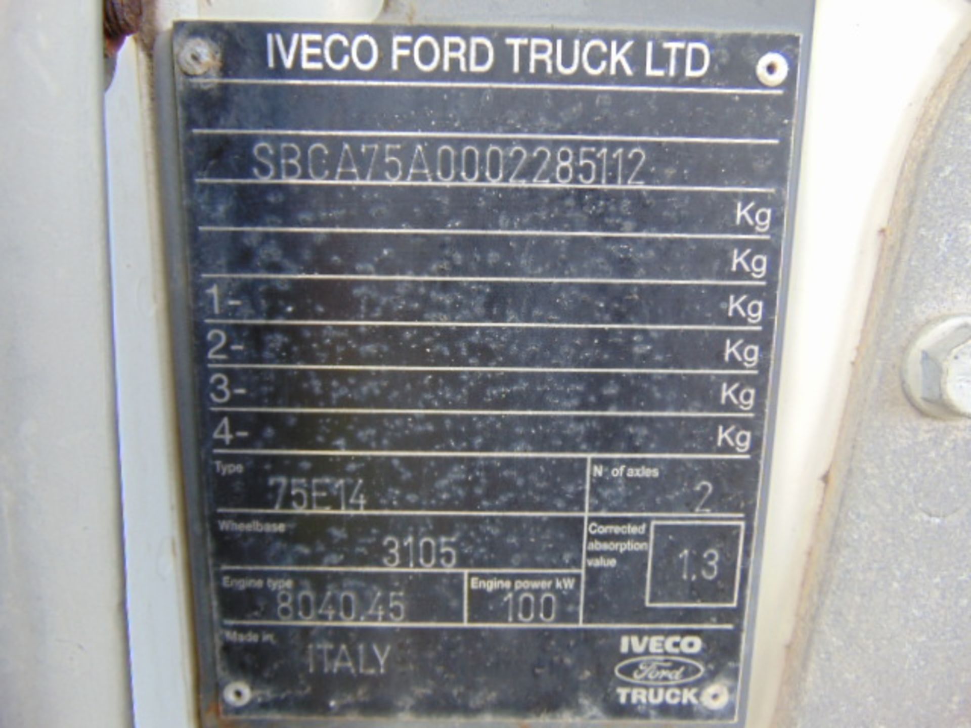 Ford Iveco Cargo 75E14 Complete with Rear Tail Lift - Image 21 of 21