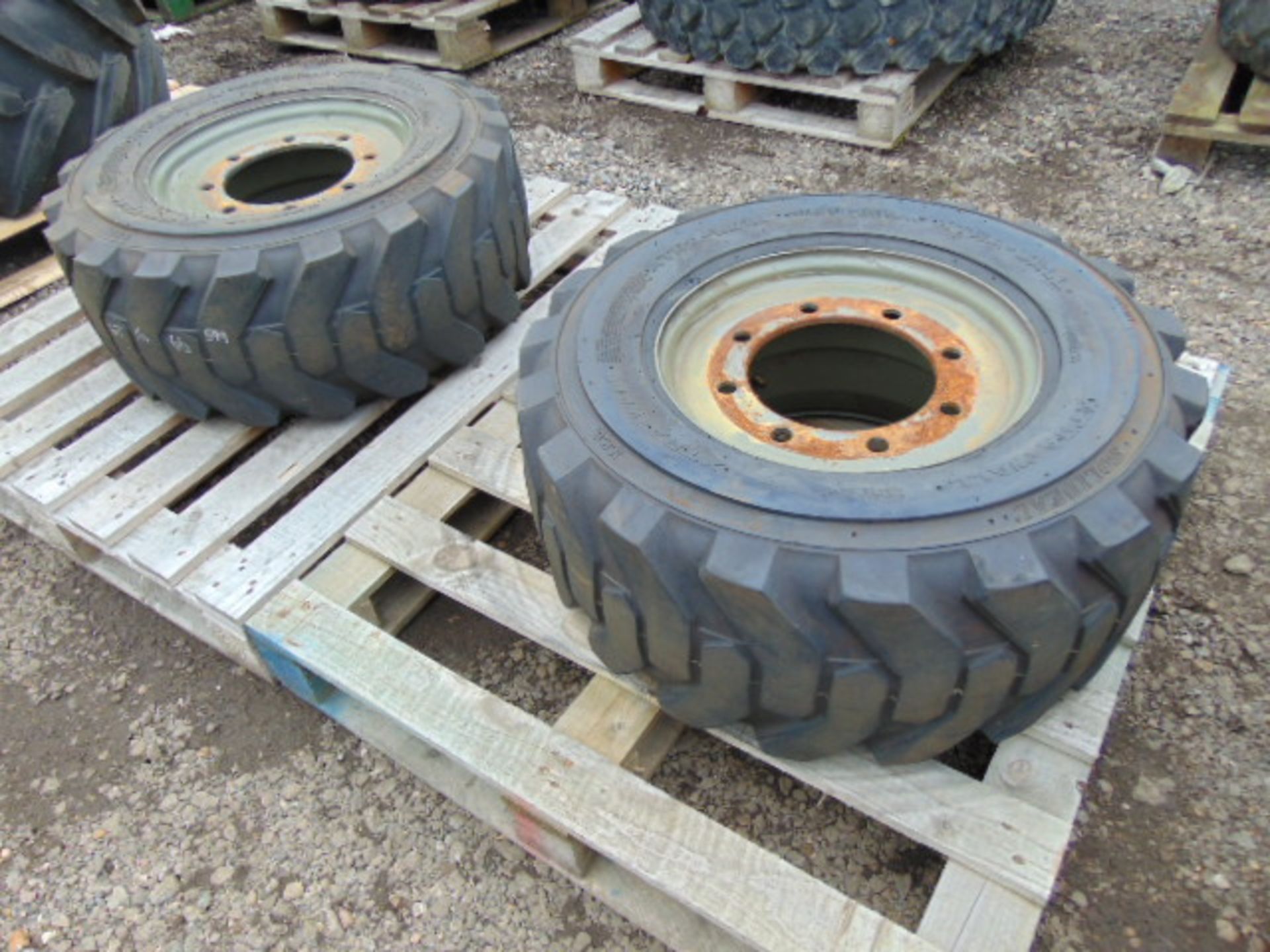 2 x Solideal Xtra-Wall 12-16.5 Tyres with 8 stud rims