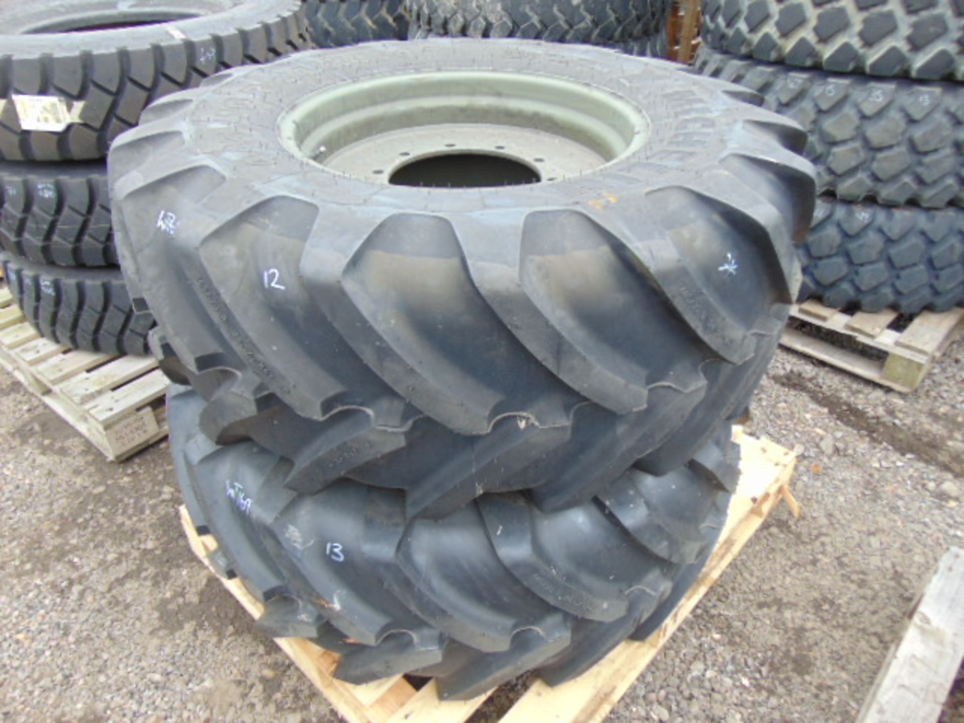 2 x Michelin 445/70 R24 XM47 Tyres with 10 stud rims