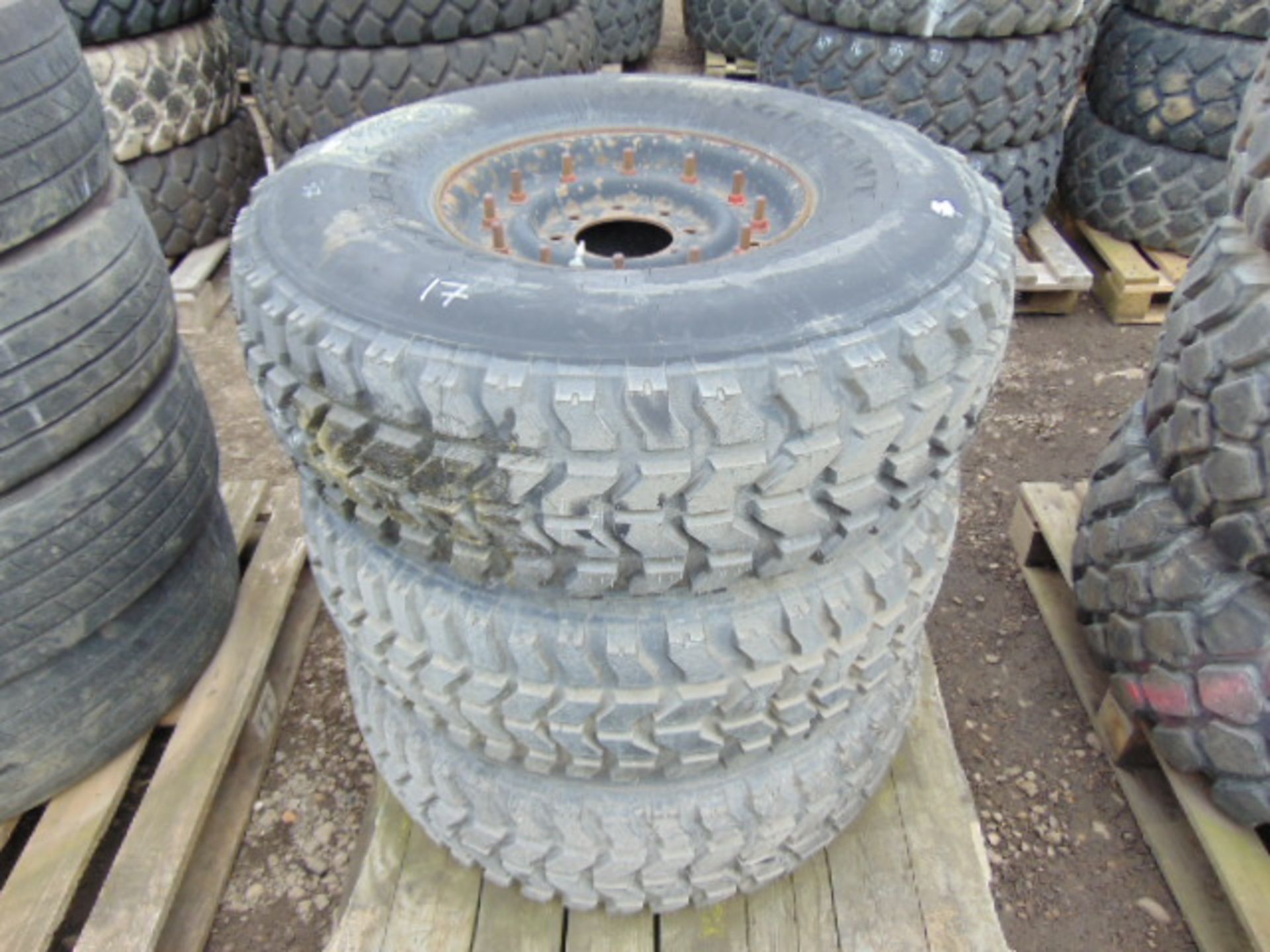 3 x Goodyear Wrangler MT 37x12.50 R16.5LT Tyres with 8 Stud Rims