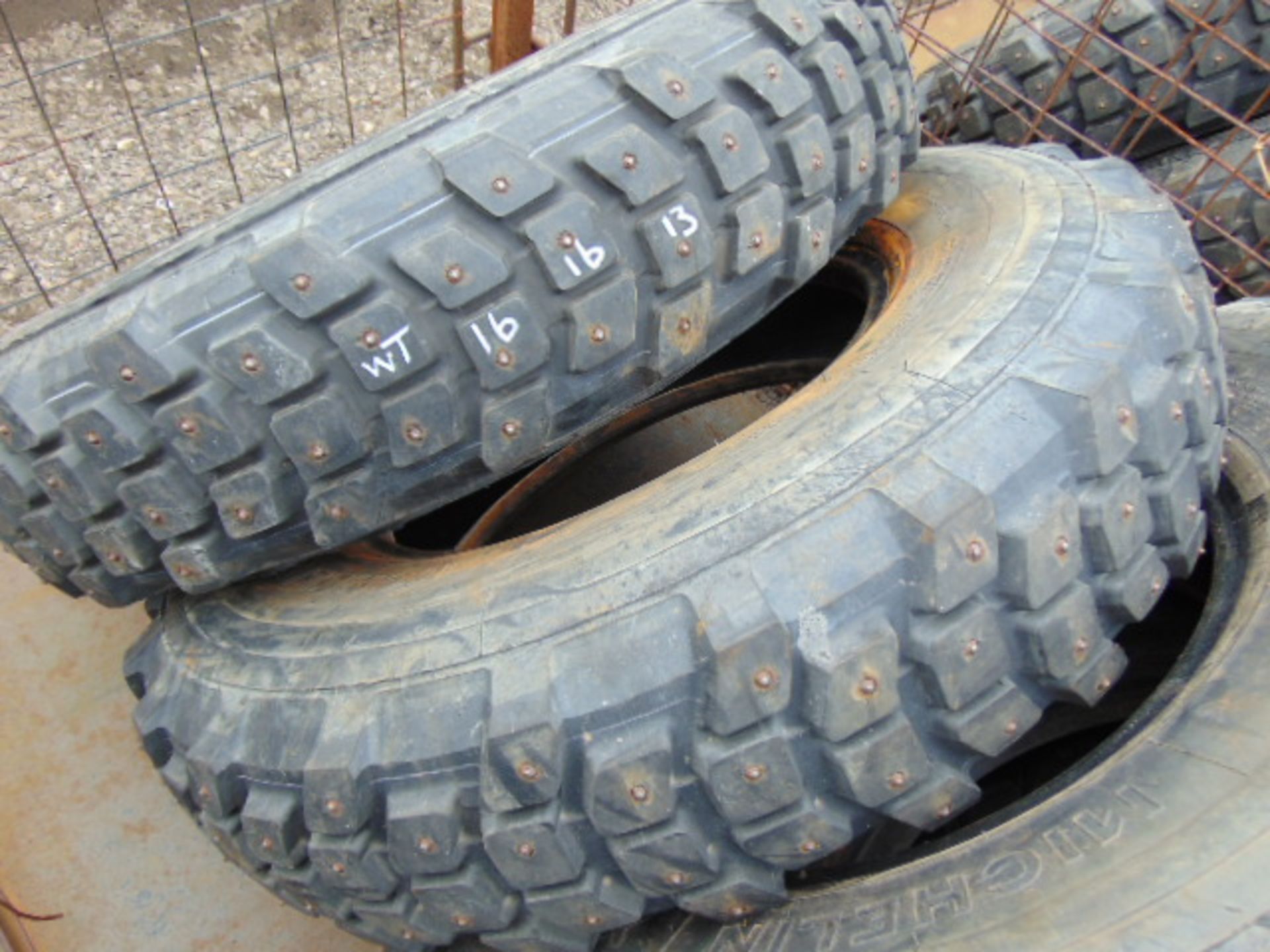 4 x Michelin 7.50 R16 XCL Tyres complete with tyre studs - Image 2 of 5