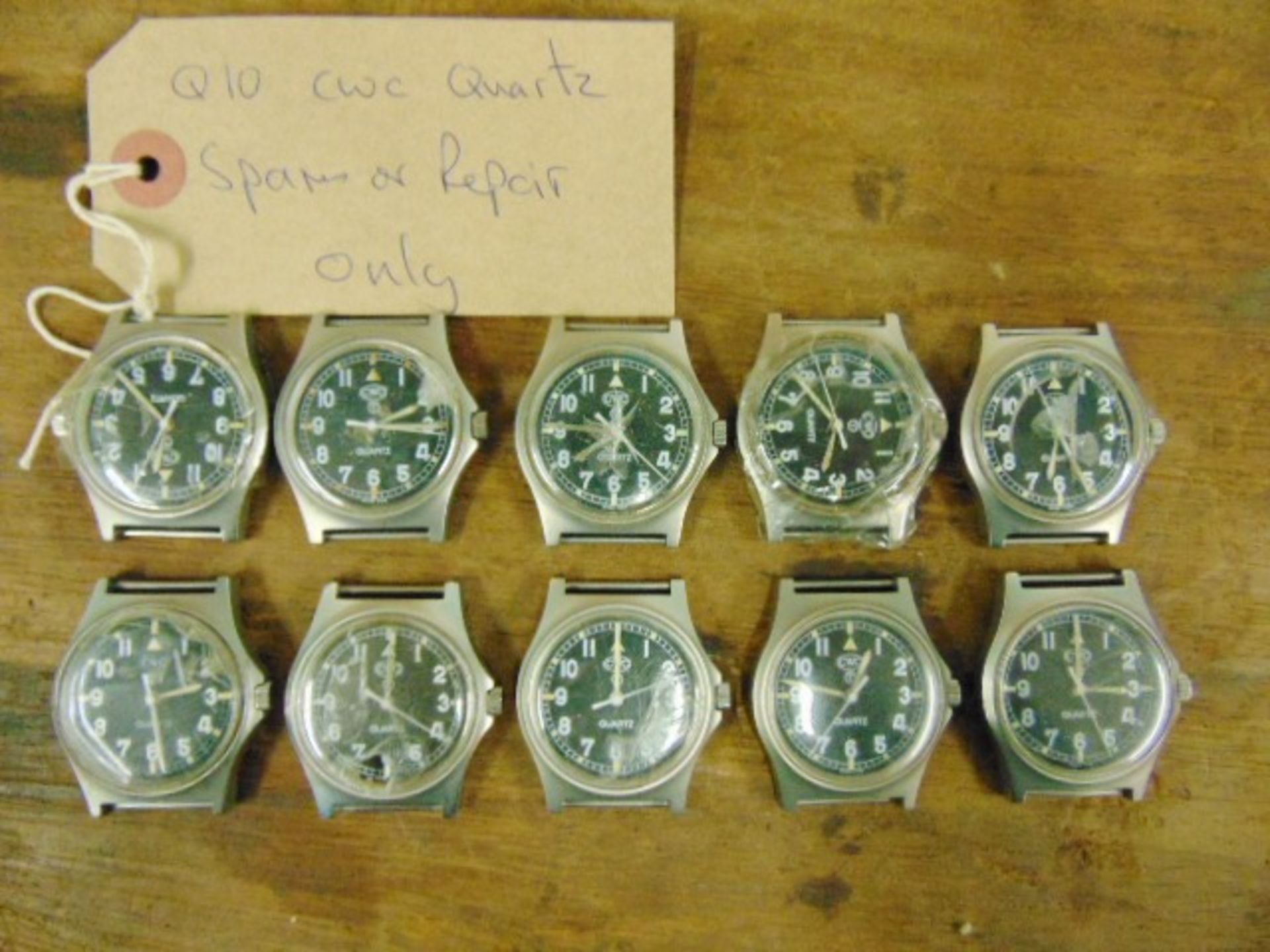 10 x Genuine British Army CWC quartz wrist watches which are suitable for spares or repairs