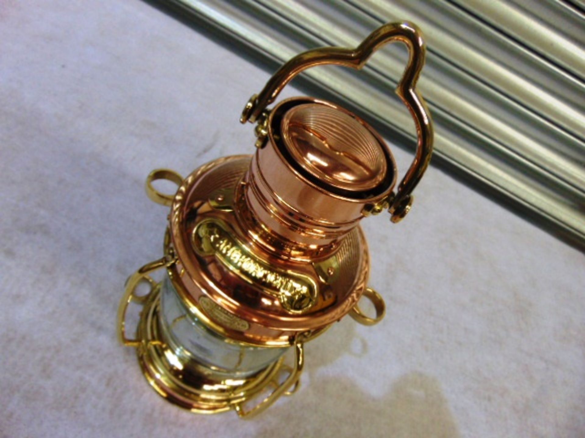 Stunning Brass and Copper Anchor Lamp - Image 2 of 4