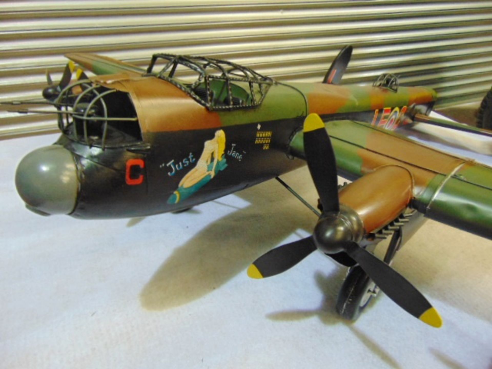 "Just Jane" NX611 Lancaster Bomber Tin Plate Model - Image 2 of 7