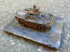 Highly detailed Ferret Scout Car Cold Cast Bronze Sculpture