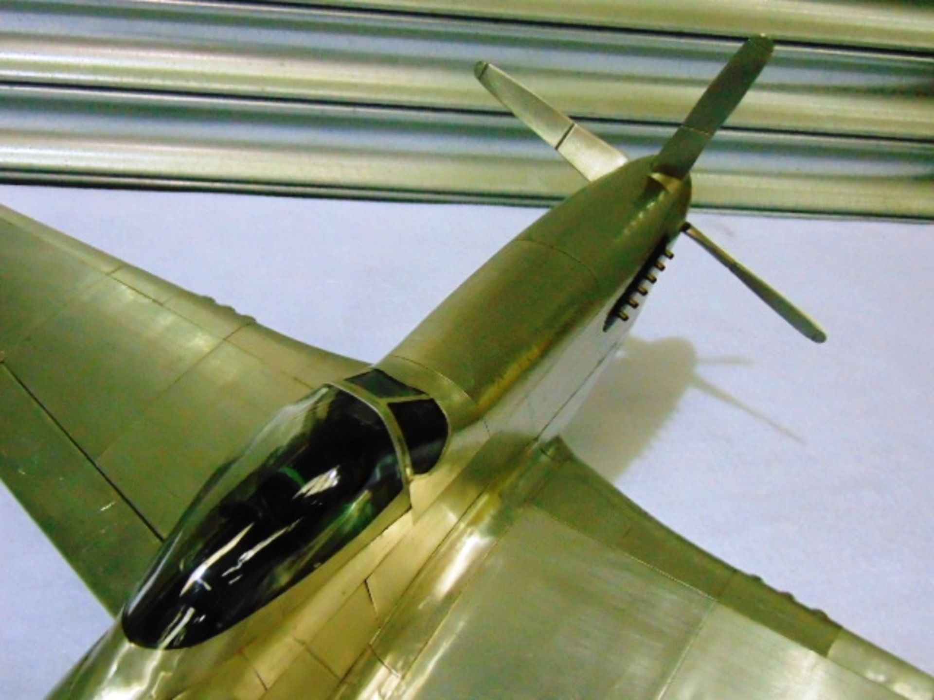 WWII Mustang P-51 Fighter Polished Aluminum Model - Image 6 of 11