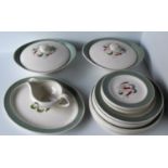 A Susie Cooper 'Amarylis' part dinner service comprising 6 dinner plates, 6 dessert plates,