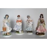 A selection of Royal Worcester limited edition figurines: Old Country Ways, The Milkmaid, The