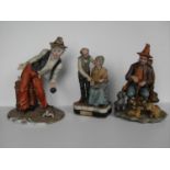 Three Capodimonte figurines in good condition without damage or repair, 30, 24, 26 cm high