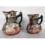 Two early 19th century graduating Mason's Ironstone Oriental 'Red Scales' Pattern jugs