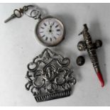 An Edwardian silver-cased lady's key-wind fob watch with French hallmarks, in working order, a