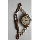An early 20th century lady's Corvette 9ct yellow gold-cased bracelet wrist watch, hallmarked, with