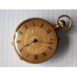 A 19th century 18K yellow gold stem-wind lady's pocket watch and travel clock with leather case.