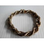 A 9ct yellow gold rope-twist bracelet, 20 cm, 20g, hallmarked