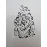 Eric Gill, MADONNA AND CHILD, WITH CHILDREN, wood engraving on paper, 204 from an edition of 400,
