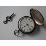 A Victorian key-wind silver-cased full-hunter pocket watch with Roman numeral and subsidiary seconds
