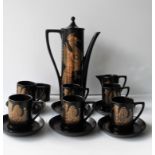 A 15-piece 'Phoenix' Portmerion pottery coffee set by John Cuffley in immaculate condition