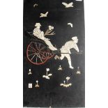 A 19th century Japanese lacquered and shibayama panel, 60 x 35
