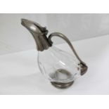 A silver plate mounted glass claret jug modelled as a duck, without damage or repair