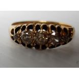 An Edwardian five-stone old cut diamond ring on an 18ct yellow gold band, hallmarked London 1904,