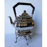 A George V silver tea kettle on stand with burner by Walker & Hall, Sheffield 1912, 32 cm H, 1269g