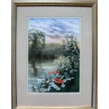 D. Haddow, POPPIES ON A RIVERBANK, watercolour, signed, framed, 32.5 x 22 cm