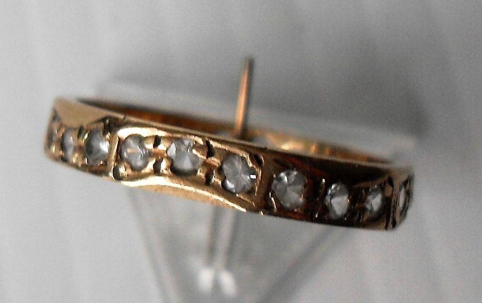 A 9ct yellow gold full-eternity ring with pave-set diamonds, size L and an angular 9ct yellow gold - Image 2 of 3