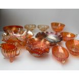 An assortment of carnival glass, all without damage or repair (14)