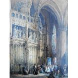 Lewis John Wood (1813-1901), CATHEDRAL INTERIOR, watercolour, framed and mounted, ascribed on mount