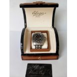 A gent's Eloga Wintime Automatic Chronographic watch with stainless steel bracelet and black face,