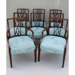 A set of six Georgian mahogany dining chairs with a pair of matching carvers, seats 52 cm W (8)