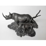 THE TSAVO RHINO, bronze, a signed, limited edition sculpture of 95, signed and numbered by both,