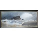 Henry E Tozer (1864-c 1938), BREAKING WAVES, watercolour, framed and signed lower right, 23 x 52 cm